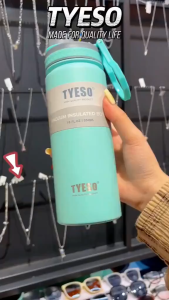 TYESO Original Sports Tumbler 530-750ml for Hot & Cold Vacuum Insulated Bottles Stainless Steel w/ Foldable Handle PINK