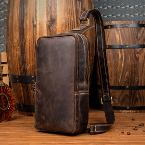 Mantime | Retro Crazy Horse Leather Chest Bag