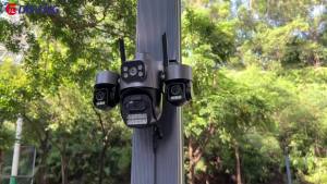 Camera IP WiFi 15MP Ba Ống Kính Tự Động Theo Dõi An Ninh Giám Sát CCTV Với Ba Màn Hình Chống Nước IP66 Ứng Dụng iCsee Sử Dụng Ngoài Trời