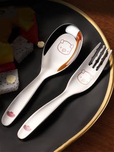 ช้อนและตะเกียบสแตนเลสสำหรับเด็ก ชุดอาหาร 316 ช้อนและตะเกียบสำหรับเด็ก ชุดอาหารสำหรับใช้ในบ้าน ช้อนน้ำ ช้อนผสม