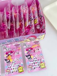 Random 5Pack Sanrio Cartoon Kuromi MyMelody Cinnamoroll Kids Ring Baby Rings Children Girl Rings Party Birthday Supplies Christmas Gift