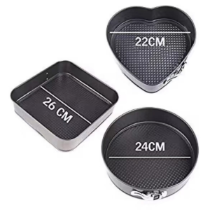 3Pcs Cake Removeable Non-Stick Moulder Pan/Heart Square Round