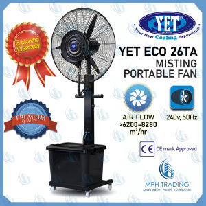 YET ECO 26MF Portable Mist Fan / Industrial Spray Stand Fan with Pump Cooling Effect for Event