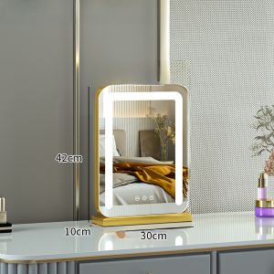 Large Desktop Makeup Mirror with Lamp High Definition LED Charging Bedroom Hairdressing Mirror Popular Ins Style Compact Size