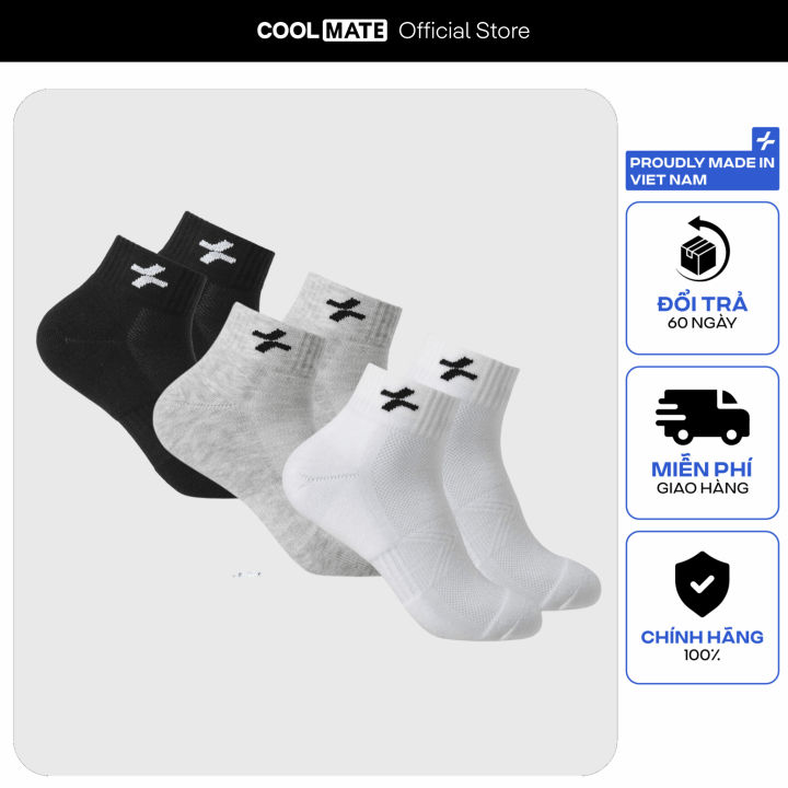 [SALE TẾT]Pack 3 Tất Active cổ trung thấm hút tốt - Coolmate | Lazada.vn