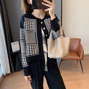 Fashion Elegant Long Sleeve Round Neck Knit Cardigan Jacket