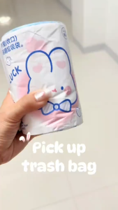 100 Pcs Cute Printed Trash Bag Roll with Drawstring | Thick Durable Leak-Proof Garbage Bags