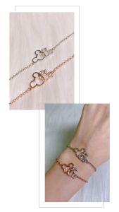 Her Jewellery Micky & Minnie Bracelet (3 colours) - Luxury Crystal Embellishments plated with 18K Gold