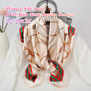 MaxPlus Vintage Print Scarf Female 90*90cm Satin Large Square Scarf 2023 New Fashion Square