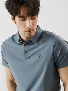 Áo Thun Polo Nam Tay Ngắn Bằng Lụa Băng Cao Cấp Không Đường May Họa Tiết Sọc Mỏng Cổ Polo Thêu Mùa Hè Mỏng