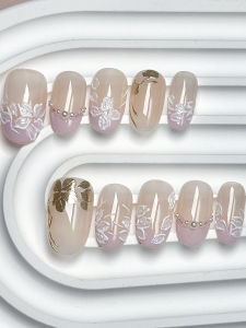 เล็บแต่งตัวแบบสวมใส่ทำมือสุดหรูหรา ทรงสั้น ทรงกลาง สำหรับผู้หญิง ทรงสีเหลืองดำ สีขาว สำหรับผู้หญิง วัยรุ่น นักเรียน นักศึกษา