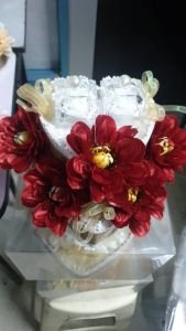 hantaran siap gubah bekas cincin bunga tapak cincin double cincin ready stocks size 20x20x17cm tunang nikah khawin wedding gift