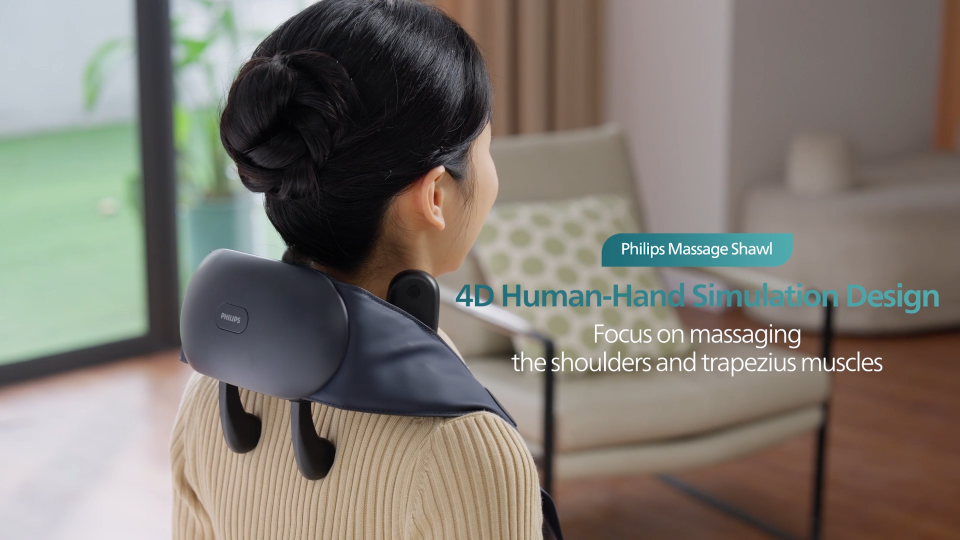 【Hot Sale】Philips Neck and Shoulder Massager with Heat compress Wireless Hand-Simulated Kneading Neck Pain Relief Muscle Relaxation