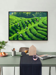 Modern Simplified Chinese Tea Garden Landscape Wall Art Green Tea Plantation Decorative Painting for Tea House And Tea Room