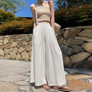 XINGJUSHE | Linen-like Tencel Summer Pants for Women Casual Comfort White
