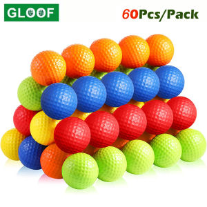60Pcs/Pack PE Plastic Golf Practice Balls Realistic Feel Flight Training Balls for Indoor or Outdoor Backyard random Color