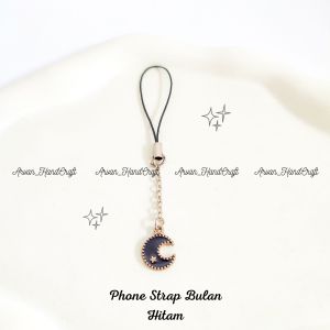 Strap Phone Bulan Hitam // Gantungan Aksesoris Hp Bulan Hitam