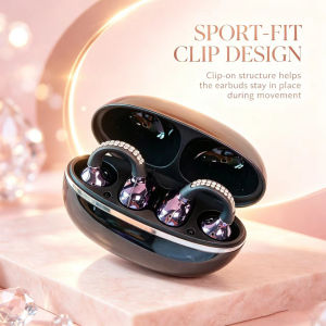 Rhinestone Open Ear Clip Wireless Earbuds Bluetooth 5.4 OWS Headphones HiFi Stereo Sports Earphones With HD Calling Microphone