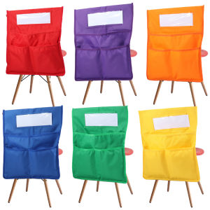 6Pcs Large Chairback Pocket Chart Student Chair Pockets Chairback Classroom Organizer Bag with Name Tag for Desktop Organization