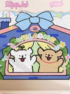 Cute Cartoon Dog Line Entrance Mat Door Mat PVC Material Anti-Slip Mud Scraper Cuttable Modern Simple Style Home Rug