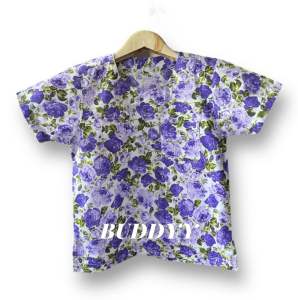 ชุดไทยเด็ก งานโรงเรียน สงกรานต์ คอกลมลายดอกกุหลาบ สีสันสดใส