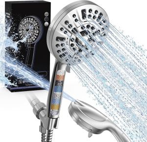 High Pressure Shower set with Stainless 59 Hose and Bracket10-mode Portable Detachable Shower Head with Hard Water Filter for Bathroom Anti-clog & Powerful to Clean Tile & Pets