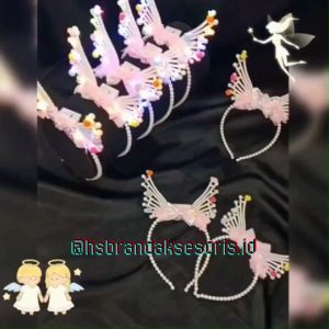 BANDO SAYAP MALAIKAT IMPORT PREMIUM / BANDO PERI MUTIARA ELEGANT / BANDO LED ELASTIS / BONDO RENDA PITA KUPU-KUPU / ANGEL WING HAIR BAND / BML6313