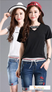 Quần short nữ lưng cao lưng thun quần lửng jean nữ GLQ062 Cuocsongvang