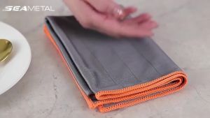 SEAMETAL Microfiber Carbon Cloth to Wipe Windows Wine Glasses Tableware Glass Cleaning Cloth Carbon Fiber Rag for Car Home Clean