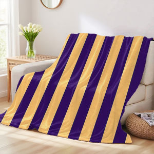 Beast Kingdom | Purple Peach Vertical Stripes Four Season Flannel Blanket Soft Plush Skin Friendly Sofa Blanket A Great Gift Item