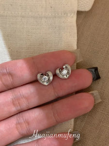 Elegant Open Heart Diamond Stud Earrings Womens Fashion Luxury Sensation Silver Matte Finish Jewelry Ear Accessories