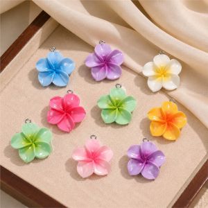 10pcs Frangipani Flower Charms Floral Resin Charms Summer Pendants with Loop for DIY Jewelry Making Necklace Bracelets Crafts