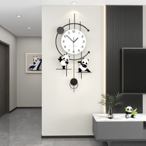 💥Dream Best🔥 Panda Creative Wall Clock Modern Simple Living Room High Grade Sense Wall Clock Mute Home Decoration Clock 30*66cm