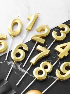 Gold Large Number Birthday Candles Creative Decorative Adult Childrens Cake Decoration Diamond Digit Candles for Parties