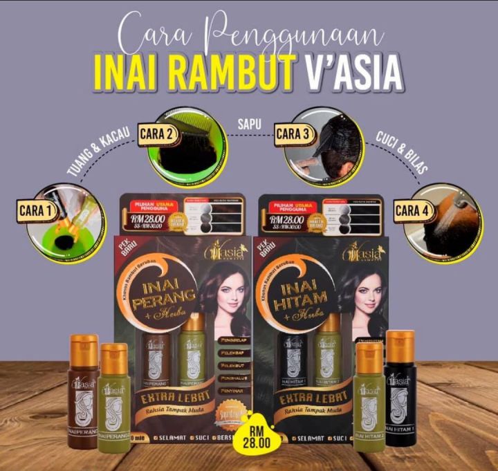 V'Asia Inai Rambut Hitam/Perang | Lazada
