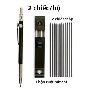 MROOFUL | Bộ Bút Chì Cơ Khí 2.0mm Với Ruột Chì 2B Màu Xanh/đen Thân Kim Loại Dụng Cụ Vẽ Phác Thảo Thiết Kế Hội Họa Văn Phòng Trường Học Dành Cho Học Sinh