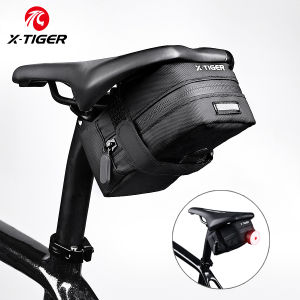 X-TIGER Mini Bicycle Saddle Bag Portable Waterproof Reflective MTB Road Bicycle Storage Bag Tail Light Bag Bike Accessories