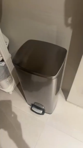 Homehub Lior Stainless Steel Dustbin Pedal Trash Rubbish Bin With Lid Black Metal Kitchen Large 20L 30L