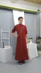 Jubah ALMAIR Dewasa Terbaru Gamis Pria Muslimin Lengan Pendek Katun Bonus Peci & Tasbih
