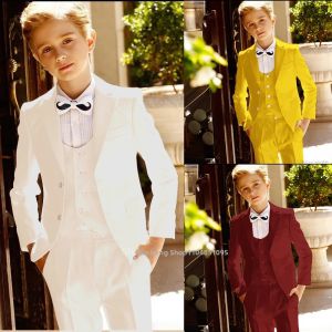 Bộ Vest Lịch Sự 3 Món Cho Bé Trai Gồm Áo Khoác Áo Ghi Lê Và Quần Chất Liệu Cotton Polyester Thích Hợp Cho Đám Cưới Trang Phục Thanh Lịch Cho Trẻ Em.