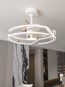 【JuMei】พัดลมโคมไฟ โคมไฟพัดลมเพดานแบบเงียบ พัดลมไฟฟ้าควบคุมระยะไกลอัจฉริยะแบบบูรณาการขนาด 63 ซม ไฟห้องนั่งเล่น/ไฟห้องนอน