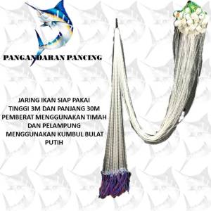 Jaring Ikan Siap Pakai Tinggi 3m Panjang 30m