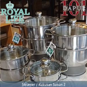 Royal Life Stainless Steamer Set 16 cm x 2 Susun / Panci + Kukus