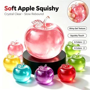 Crystal Apple Squish Toy Stress Relief Decompression Fidget Squeezer Soft Press for Tension Release&Daily Mood Relaxation
