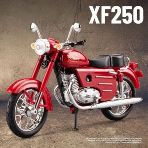 1:10 Scale XF250 Motorcycle Model Toy Car Alloy Diecast Sound Light Retro Vintage Motor Models Collection Kids Toys Gifts
