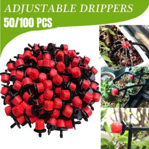 50/100Pcs Water Irrigation Drippers Adjustable Irrigation Drippers Sprinklers 1/4 Inch Emitter Dripper Micro Drip Irrigation Sprinklers for Watering System