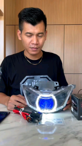 Lampu depan beat street Deluxe Custome Biled billed ASLI Projector CR7 DeviL RGB + Relay