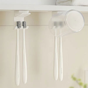 1/2/3pcs，Toothbrush cup holder wall mounted storage hook self-adhesive detachable no drilling tooth brush cup storage rack