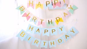 Banner Flag Foil Ulang Tahun & Tulisan Happy Birthday Party Segi 5