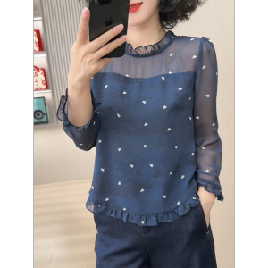 QINGNAER | Loose Ruffled Long Sleeve Shirt Large Size Womens Leisure Top